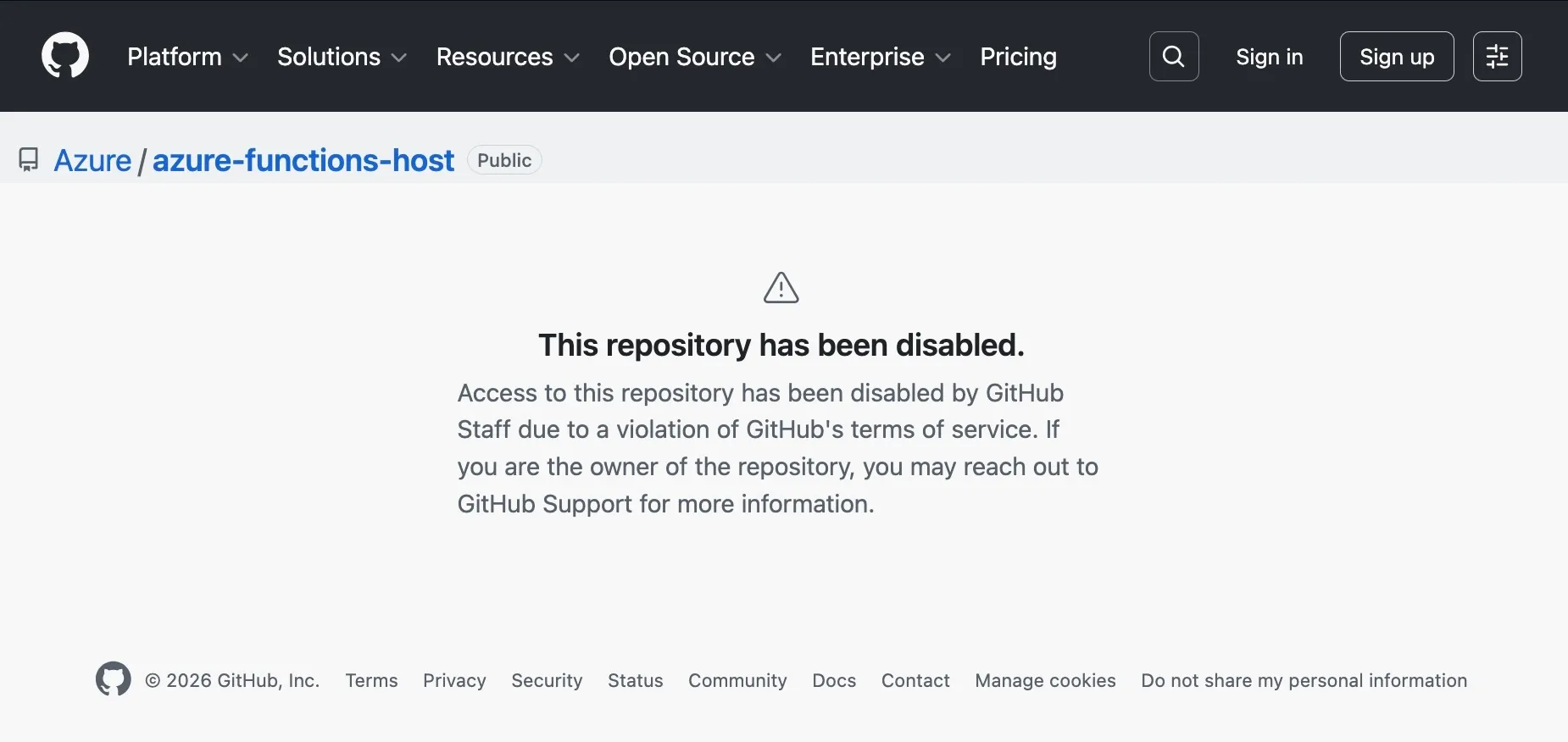 a screenshot showing a disabled github repo: reading —