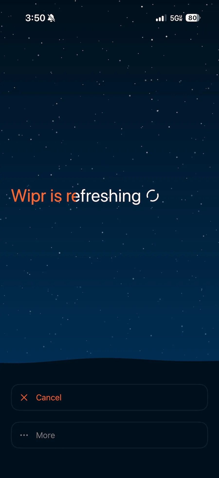 a screenshot of the Wipr app on iOS updating, with the words: