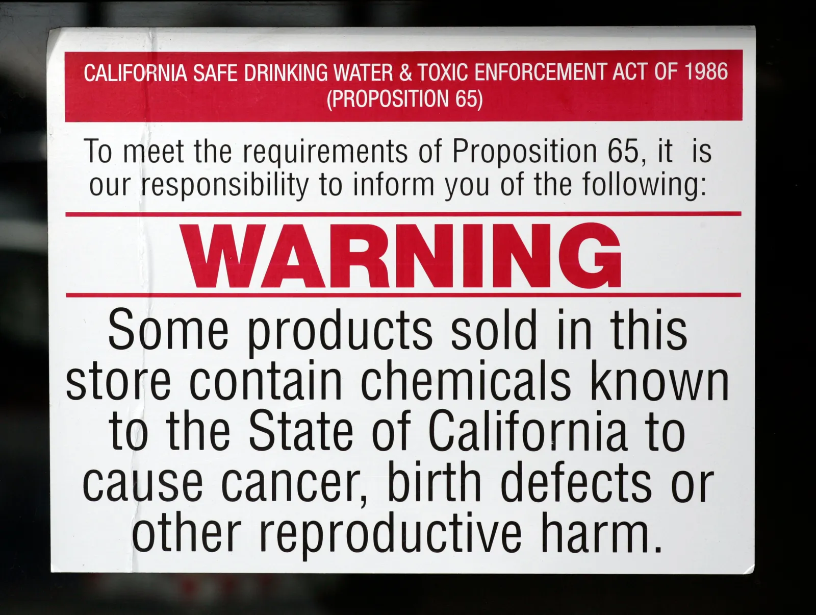 Image may contain Prop 65 Sign